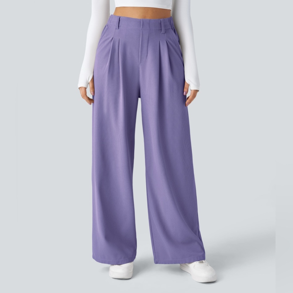 HALARA Flex High-Waisted Wide Leg Waffle Work Pants